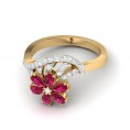 Elegance Flower With Twisted Waves Ring